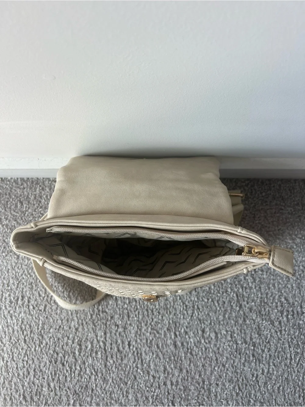Moda Luxe Cream Woven-Texture Backpack